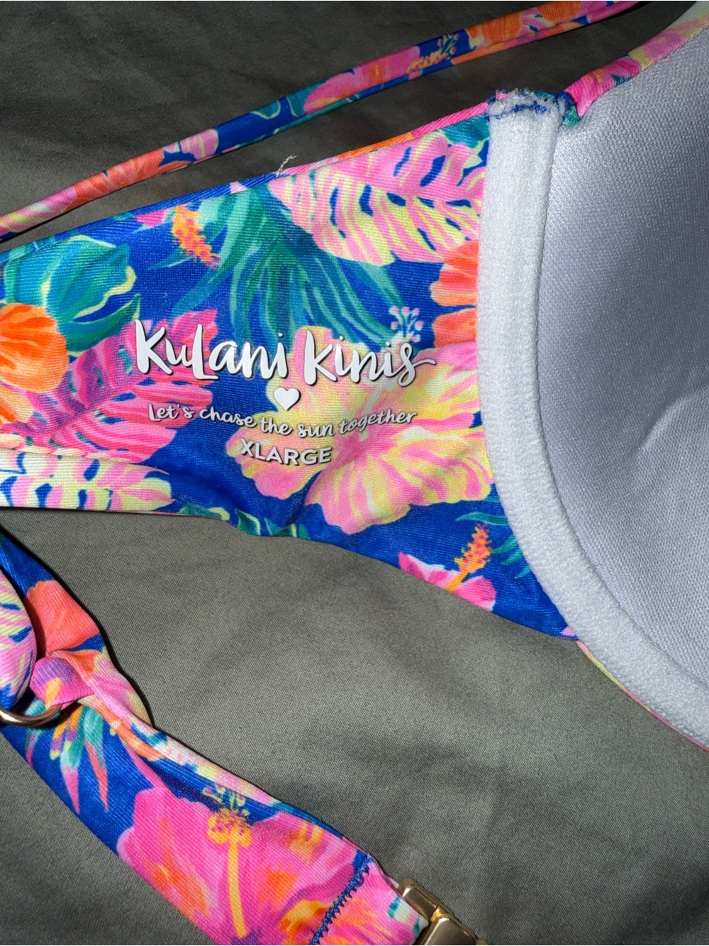 Kulani Kinis Floral Electric Palms Underwire Bralette Bikini Top - size xl - Picture 8 of 10